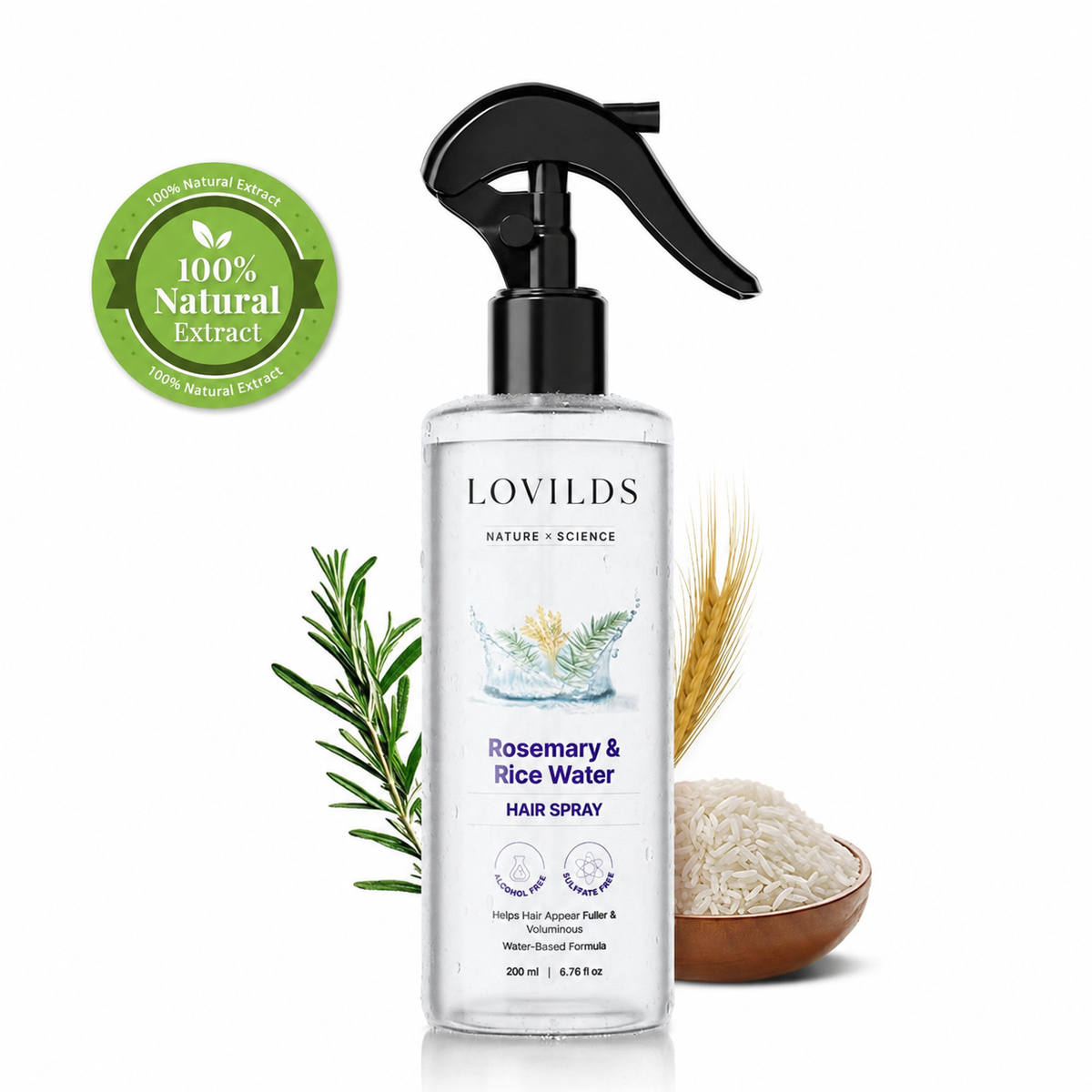 Rosemary Water and Rice Water |100% Natural Extract | Soft & Smooth Hair Non-Greasy & Fast Absorbing | 200 ml