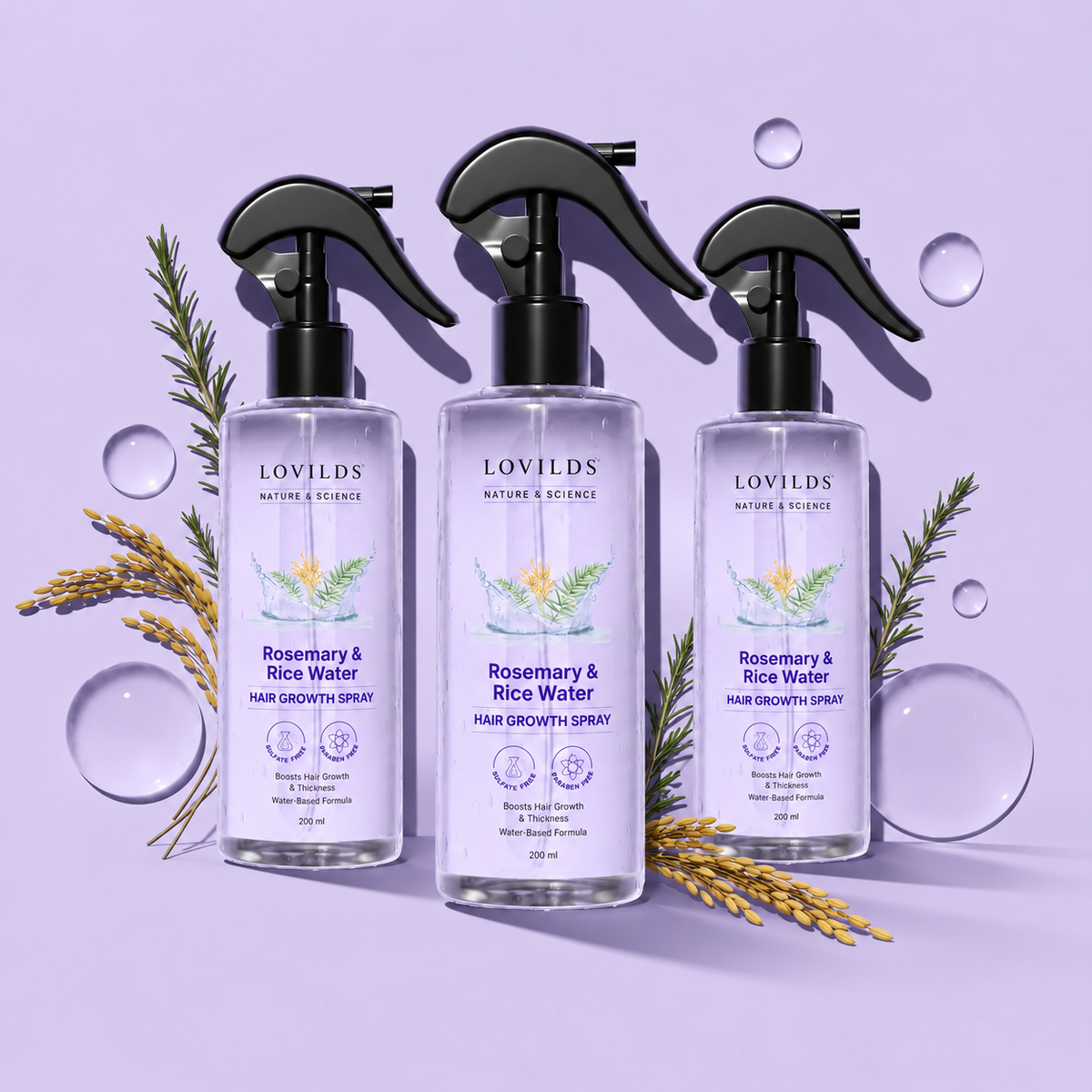 Rosemary Water and Rice Water |100% Natural Extract | Soft & Smooth Hair Non-Greasy & Fast Absorbing | 200 ml(Discount)