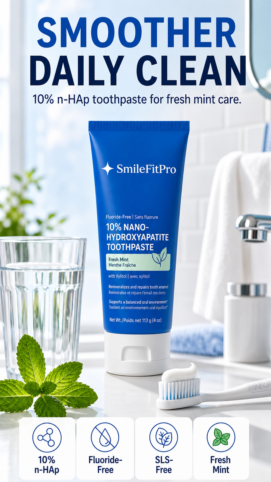 SmileFitPro 10% nano-hydroxyapatite toothpaste