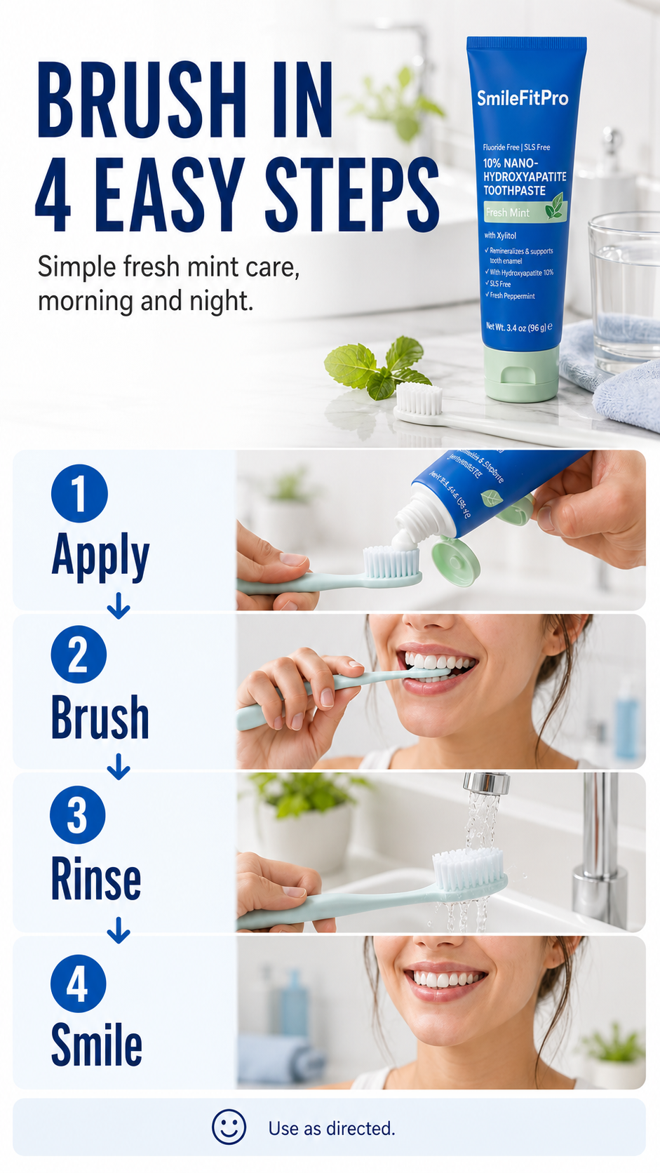 SmileFitPro brushing instructions