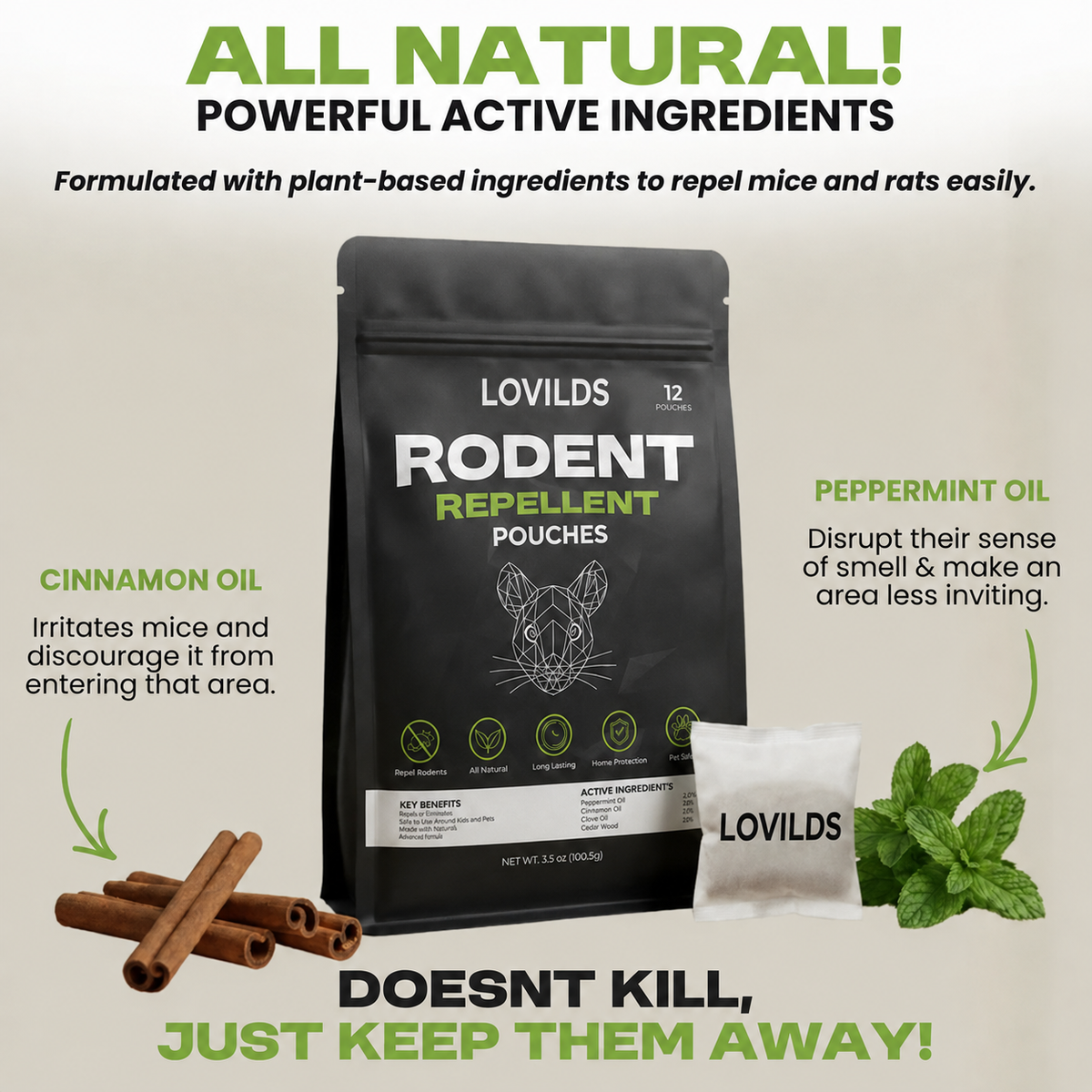 🐭Natural Rodent Repellent Pouches Keep Rodents Out — Without the Traps, Poison or Mess