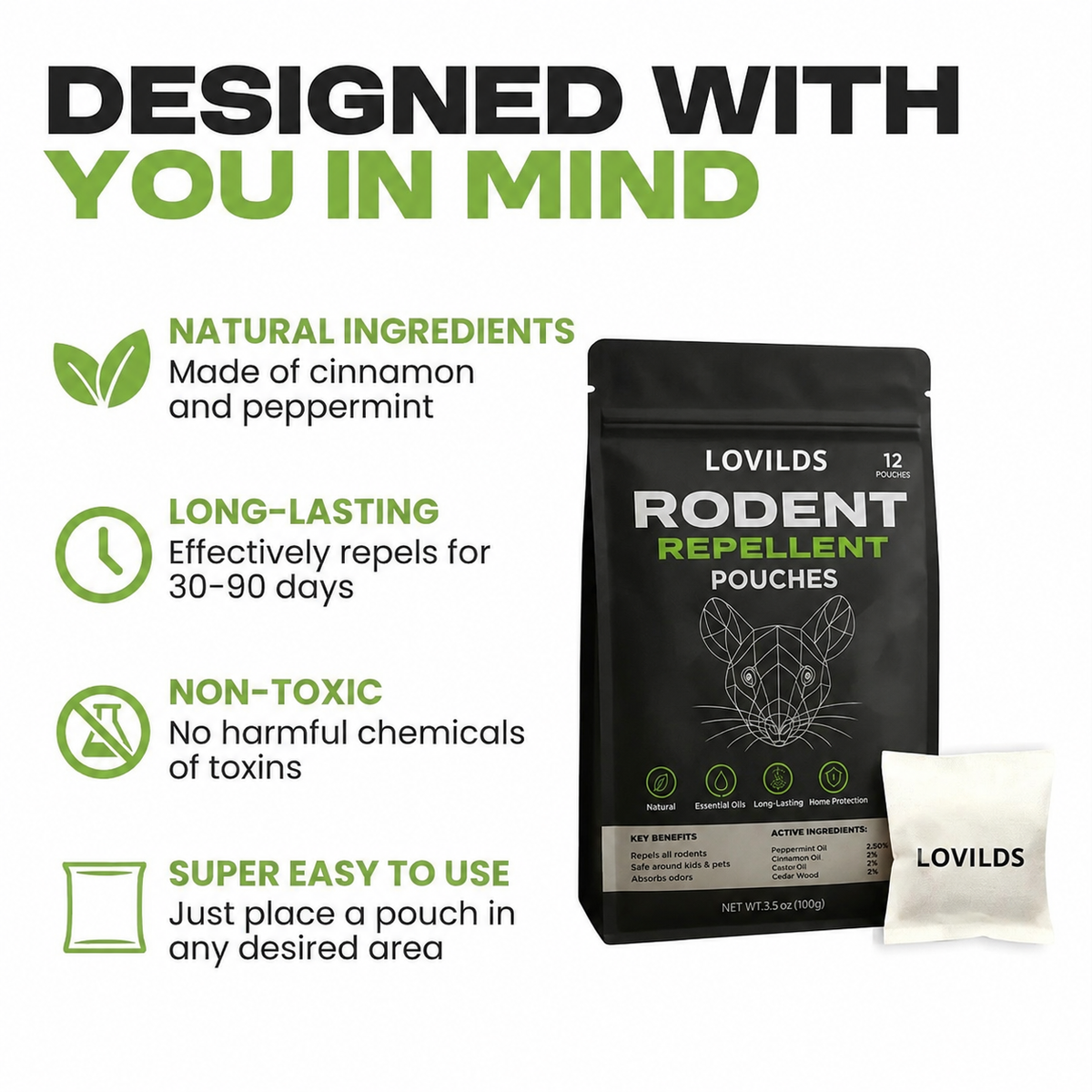 🐭Natural Rodent Repellent Pouches Keep Rodents Out — Without the Traps, Poison or Mess