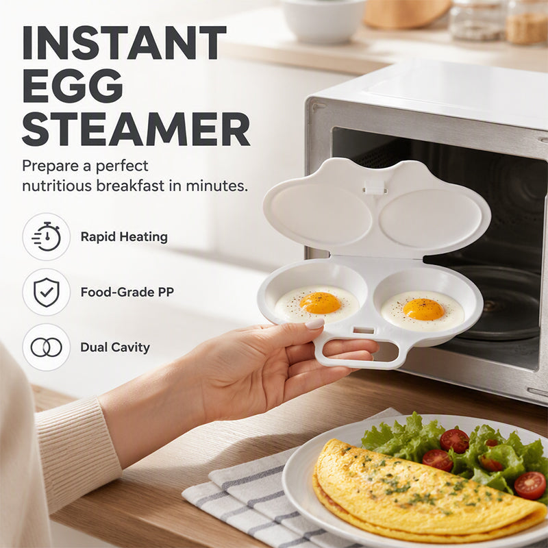 ⏳ FINAL 24 HOURS · 50% OFF 🥚 Microwave Double Egg Poacher with Lid & Handle